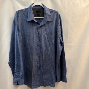 Van Huesen Long Sleeve Button Down Shirt Blue & White XL 17-17 1/2